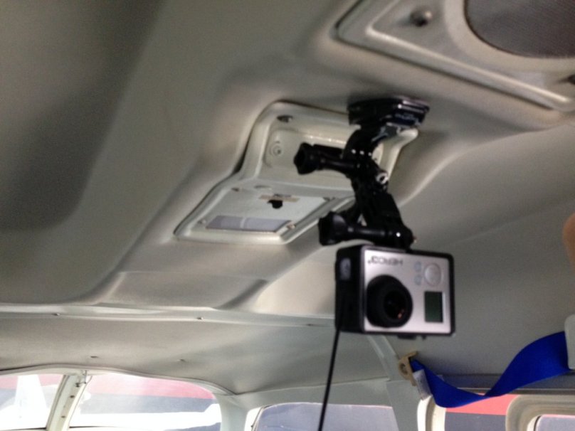 GoPro Hero 3 Black+ installed in the cockpit of the Reims/Cessna