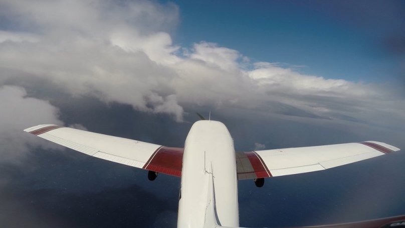 Descending through the clouds
