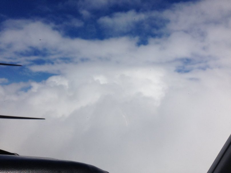 Flying between the clouds