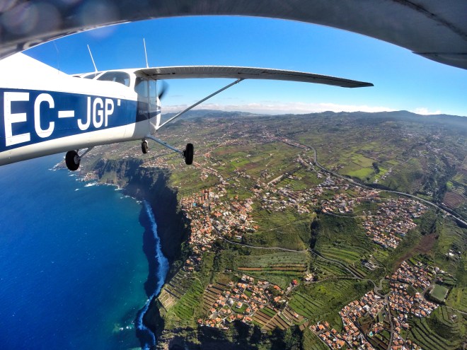 Flying along the north coast of Tenerife
