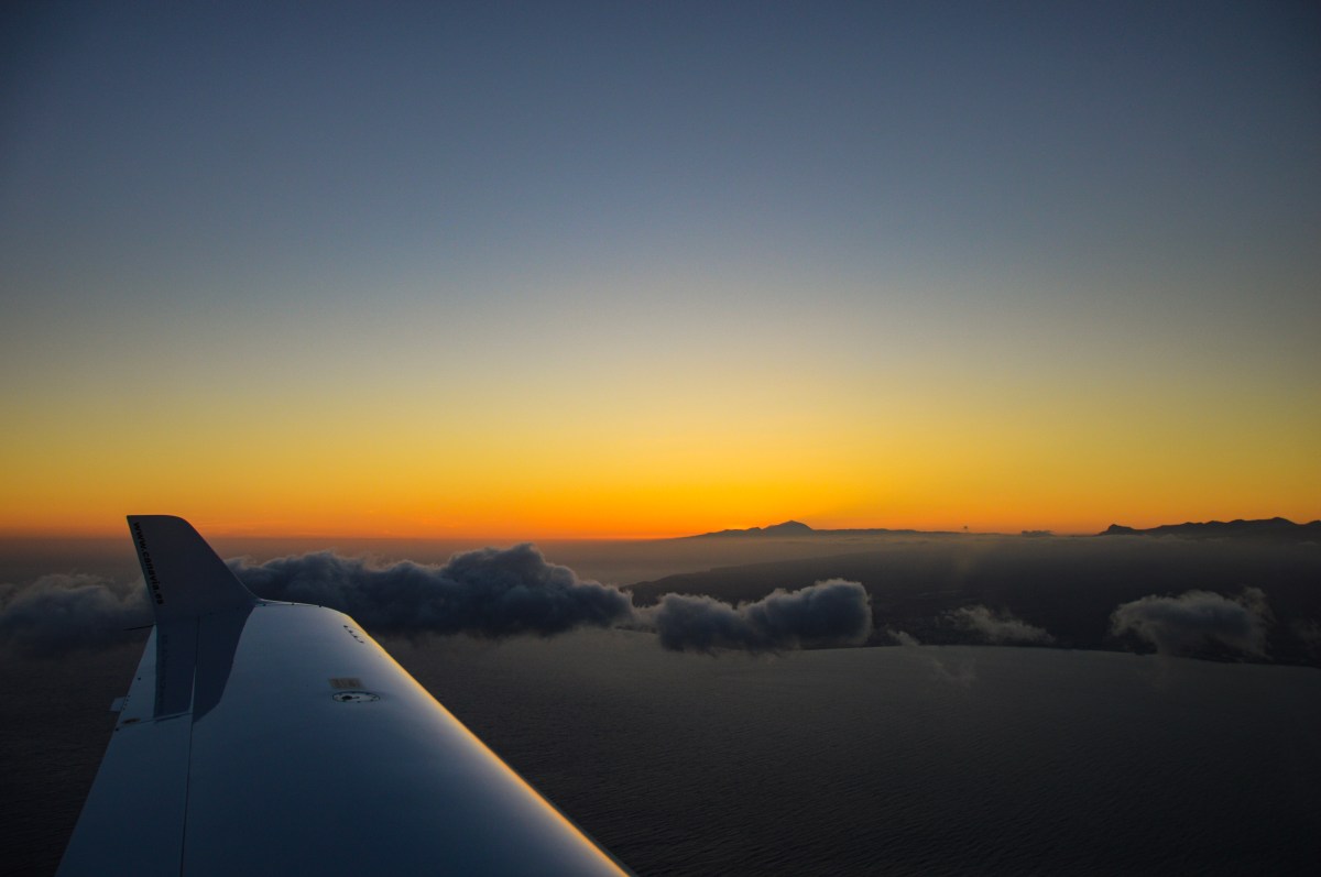Reaching Gran Canaria at sunset