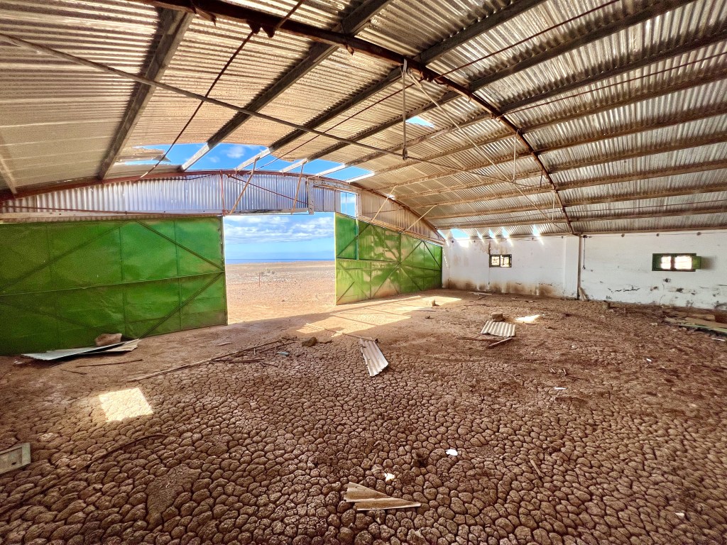 Inside the hangar at El Revolcadero airfield, La Gomera