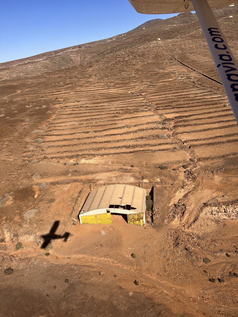 Aerial view at the hangar at El Revolcadero